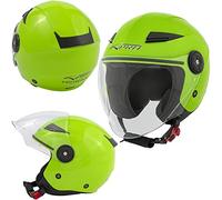 A-Pro City Casco Moto Jet ECE 22 Certificato Scooter Visiera Lunga Verde L