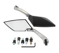 Coppia Specchietti Moto Retrovisori Specchi Scooter Custom Argento DX+SX