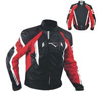 A-Pro Giacca Cordura Moto Tessuto Impermeabile Sport Touring Sfoderabile Rosso XXL