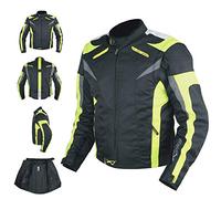 A-Pro Giacca Tessuto Moto Protezioni CE Manica Staccabile Gilet Termico giallo fluo S