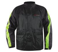 A-Pro Giacca Tuta Moto Antipioggia Impermeabile Antiacqua con Cappuccio FLUO M