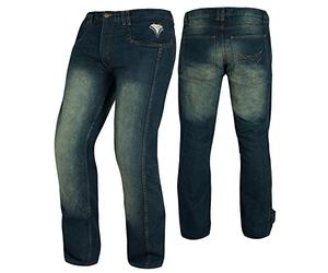A-pro, Jeans con protezione CE, rinforzo laterale, per moto, colore blu, 28