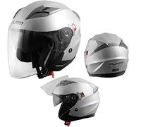 A-PRO SRL Casco Jet Moto Scooter Omologato ECE 22 Visiera Parasole Antigraffio Argento XS