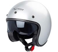 A-PRO SRL Casco Moto Jet Cafe Racer Omologato ECE 22-06 Parasole scooter Argento L