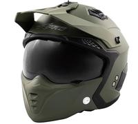 A-PRO SRL Casco Moto Jet Cafe Racer Omologato ECE 22-06 Parasole scooter Verde Opaco XS