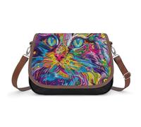 A Psychedelic Cat Crossbody Borse da donna in pelle Borse da viaggio Borse a tracolla Tote Bag per uso quotidiano, Un gatto psichedelico, Taglia unica