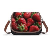 A Psychedelic Cat Crossbody Borse da donna in pelle Borse da viaggio Borse a tracolla Tote Bag per uso quotidiano, Fragole Fresche, Taglia unica, Fiori e Animali