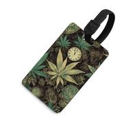 A Puff in Time - Etichetta per bagagli con marijuana, in pelle, impermeabile, accessorio da viaggio per adulti, donne e uomini