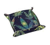 A Puff In Time - Vassoio in pelle con stampa marijuana, organizer da viaggio, organizer per gioielli, cosmetici