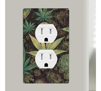 A Puff In Time Weed Marijuana Piastra da parete singola Duplex Copertura decorativa per interruttore della luce Placche da parete in plastica Decorazione per la casa, camera da letto, cucina