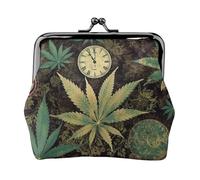 A Puff In Time Weed Marijuana piccolo portamonete per donne, Kiss-Lock portafoglio in pelle carino portamonete mini portamonete portamonete cambio borsa portachiavi