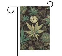 A Puff in Time Weed Marijuana Primavera Estate Giardino Bandiere 30,5 x 45,7 cm double face per esterni, bandiere stagionali all'aperto e striscioni per patio, cortile, terrazza, veranda, giardino