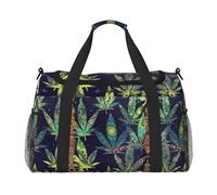 A Puff in Time Weed Marijuana Print Borsa per la notte Borsa Weekender Borsa da allenamento Borsa da yoga Borsa da viaggio Borsa per oggetti personali per Audlts, Nero , Taglia unica