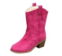 A punta Tacco Spessa Western Denim Stivali In Pelle Delle Donne Nuovo Tutti Più Il Formato di Modo Stivali Carino Stivaletti Donne, rosa, 39.5 EU