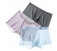 A PURE SOURCE Boxer da uomo in seta ghiacciata, mutandine da uomo senza cuciture in rete trasparente ultra sottile traspirante mutande maschili, 3 colori, XX-Large