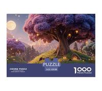 A Purple Tree Beside A River 1000 Pezzi Cartone Robusto Puzzle Cozy Fairy-tale Village Immagini Vibranti Gioco Creativo Puzzle Decorazioni Per La Casa 52x38cm/1000pcs
