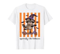 A Quanto pare Mi Piace Halloween Raccoon Witch Scooter Maglietta