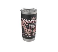 A Queen Was Born In June Donne Ragazze Signore Giugno Compleanno Bicchiere termico in acciaio inox doppia parete