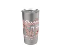 A Queen Was Born In June Donne Ragazze Signore Giugno Compleanno Bicchiere termico in acciaio inox doppia parete