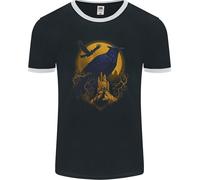 A Raven E Haunted House Moon Halloween Uomo Ringer T-Shirt FotL