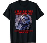 A Real Man Will Chase After You Michael-Myers Killer Halloween T-Shirt Black XL