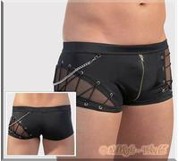 A Rete Zierschnür Pantaloni con Zip & Catena Nero