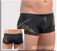 A Rete Zierschnür Pantaloni con Zip & Catena Nero