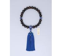 A Righe Ebano 22-Bead Juzu con Blu Dragon Agata & Puro Seta Nappa Kyoto Giappone