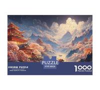 A River Flows between The Mountains 1000 Pcs Cartoncino Premium Puzzle Dreamlike Pavilion Sfida Unica Gioco Per Famiglie Puzzle Per Bambini 38x26cm/1000pcs