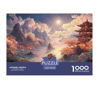 A River Flows between The Mountains 1000 Pz Carta Premium Puzzle dreamlike Pavilion Meditativo Jigsaw Regalo Per Bambini 70x50cm/1000pcs