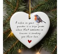 A Robin In The Garden - Cuore in ceramica con scritta in inglese "Because Someone We Love is in Heaven", in porcellana, regalo commemorativo per pettirossi, regalo di condoglianze, ornamento per