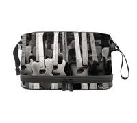 A Row of Chitarre - Trousse a doppio strato per cosmetici per donne e ragazze, borsa da viaggio per trucchi, pratica borsa organizer con scomparto per pennelli, Multi, 27x15x14 cm/10.6x5.9x5.5 in,