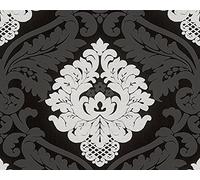 AS. Carta da parati Création toomly zuhausewohnen con forte glitter ordinativo dileggiatura con motivo floreale bianco 313911, Nero, 313959