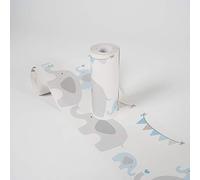 A.S. Création Bordi Adesivi Per Pareti Lovely Kids Elephant Party 5.00 m x 0.155 m Blu Grigio Bianco Prodotto in Germania 403748