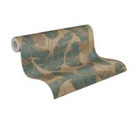 A.S. Création Carta da parati con foglie, beige, verde, giada 395022 - Carta da parati in tessuto non tessuto di alta qualità con piante per stanze diverse, 10,05 m x 0,53 m, made in Germany