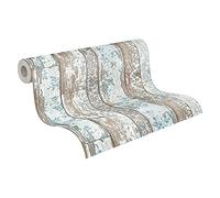 A.S. Création Carta Da Parati Effetto Legno Elements Carta da parati tessuto non tessuto 10.05 m x 0.53 m Blu Marrone Grigio Prodotto in Germania 361191 36119-1