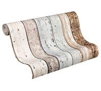 A.S. Création Carta Da Parati Effetto Legno Elements Carta da parati tessuto non tessuto 10.05 m x 0.53 m Marrone Blu Beige Prodotto in Germania 855039 8550-39