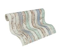 A.S. Création Carta Da Parati Effetto Legno Elements Carta da parati tessuto non tessuto 10.05 m x 0.53 m Bianco Marrone Blu Prodotto in Germania 959141 95914-1