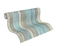 A.S. Création Carta Da Parati Effetto Legno Elements Carta da parati tessuto non tessuto 10.05 m x 0.53 m Blu Grigio Crema Prodotto in Germania 319932 31993-2