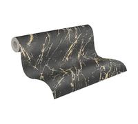 A.S. Création Carta da parati effetto marmo nero oro metallizzato - Casual Living 393362 - Carta da parati in tessuto non tessuto di alta qualità per camera da letto, 10,05 m x 0,53 m, made in Germany