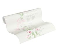 A.S. Création Carta Da Parati Floreale Blooming Carta da parati tessuto non tessuto 10.05 m x 0.53 m Verde Rosa Grigio Prodotto in Germania 372661 37266-1