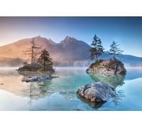 A.S. Création Carta da parati fotografica lago di montagna - 3,75m x 2,50m - Carta da parati con paesaggio in blu, grigio incl. pasta - DD129570