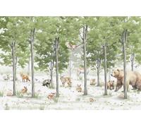 A.S. Création Carta da parati fotografica Wildlife - 3,75m x 2,50m - carta da parati per cameretta in verde, marrone, beige incl. pasta - DD129593