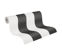 A.S. Création Carta da parati in tessuto non tessuto - Carta parati a righe in nero e bianco - Carta parati per diverse stanze - Carta da parete in 10,05 m x 0,53 m
