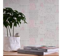 A.S. Création Carta da parati in tessuto non tessuto - Carta parati floreale a motivi floreali in grigio, rosso e bianco - Carta da parati per diverse stanze - Carta da parati in 10,05 m x 0,53 m