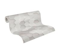 A.S. Création Carta da parati in tessuto non tessuto - Carta parati geometrica in grigio e bianco - Carta parati per diverse stanze - 10,05 m x 0,53 m