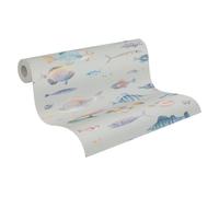A.S. Création Carta da parati in tessuto non tessuto con pesci in grigio e viola - alta qualità 396964 - Carta da parati da parete per soggiorno, studio, 10,05 m x 0,53 m - Made in Germany