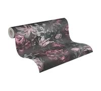 A.S. Création Carta da parati in tessuto non tessuto con rose rosa grigio nero PintWalls 385093 motivo floreale - 10,05m x 0,53m - Prodotto in Germania