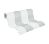 Carta Da Parati In Velo Con Texture A Strisce Blocchi - Bianco, Grigio