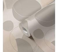 A.S. Création Carta da parati in tessuto non tessuto grigio con cerchi 385954, design moderno, per soggiorno, 10,05 x 0,53 m, Made in Germany
